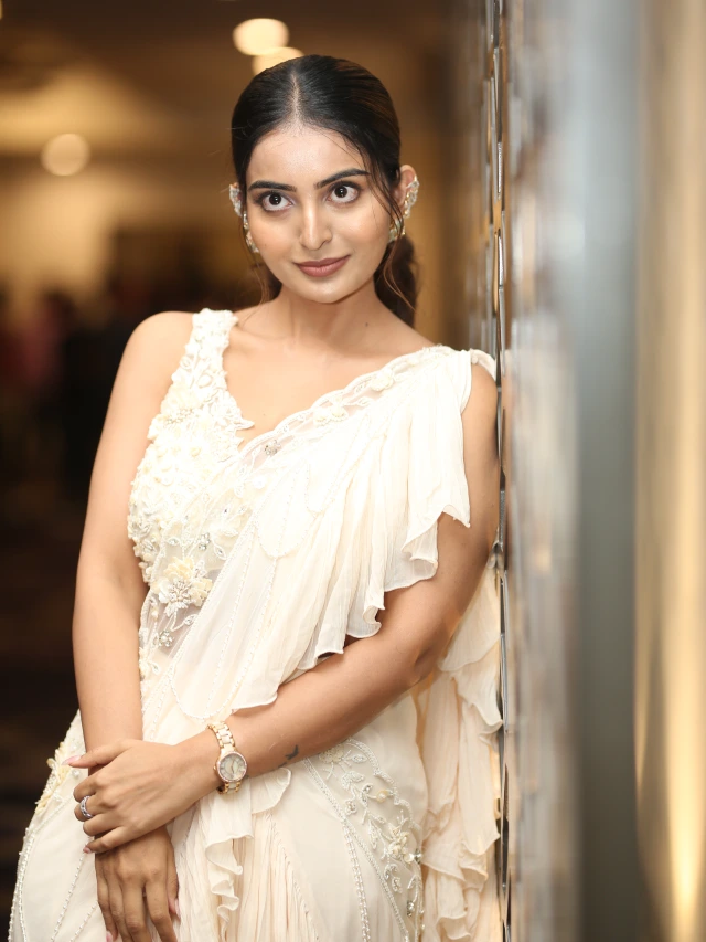 Ananya Nagalla Elegant Looks in white Saree
