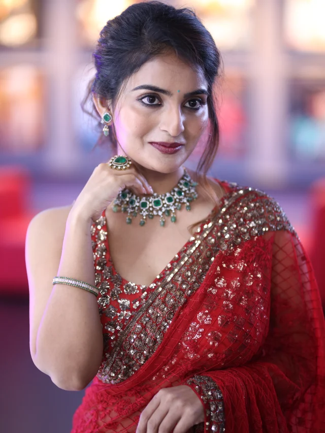 Ananya Nagalla Shines with her Beauty in Red Saree