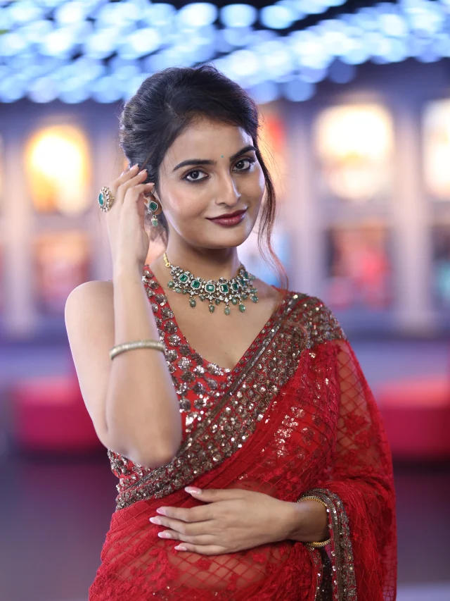 Ananya Nagalla Shines with her Beauty in Red Saree