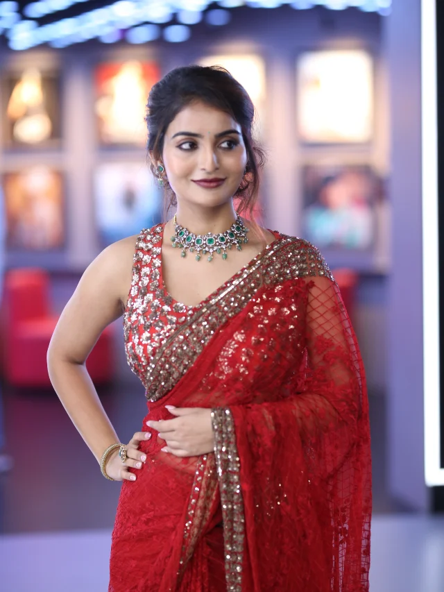 Ananya Nagalla Shines with her Beauty in Red Saree