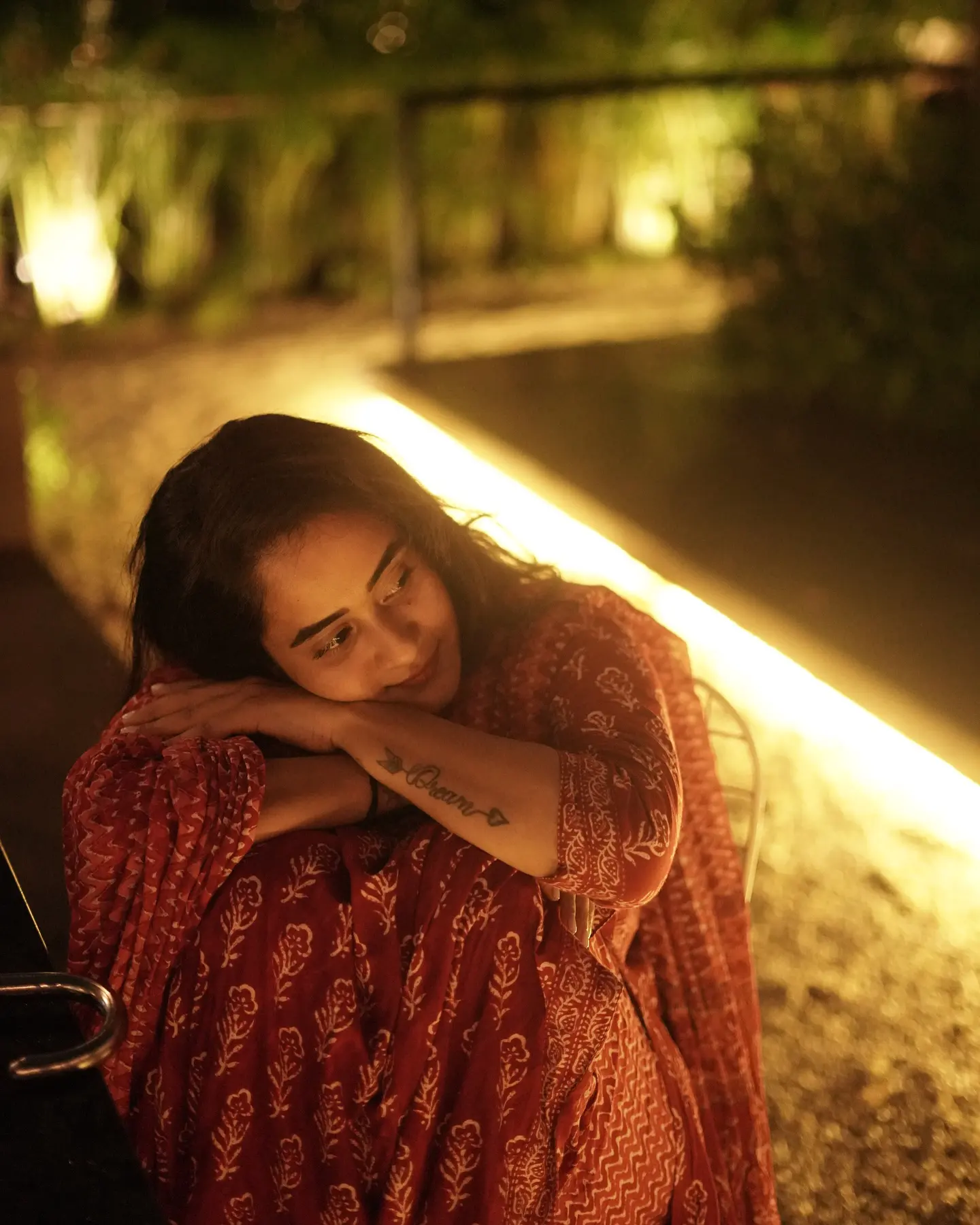 Deepthi Sunaina shines under Umbrella at Night Time