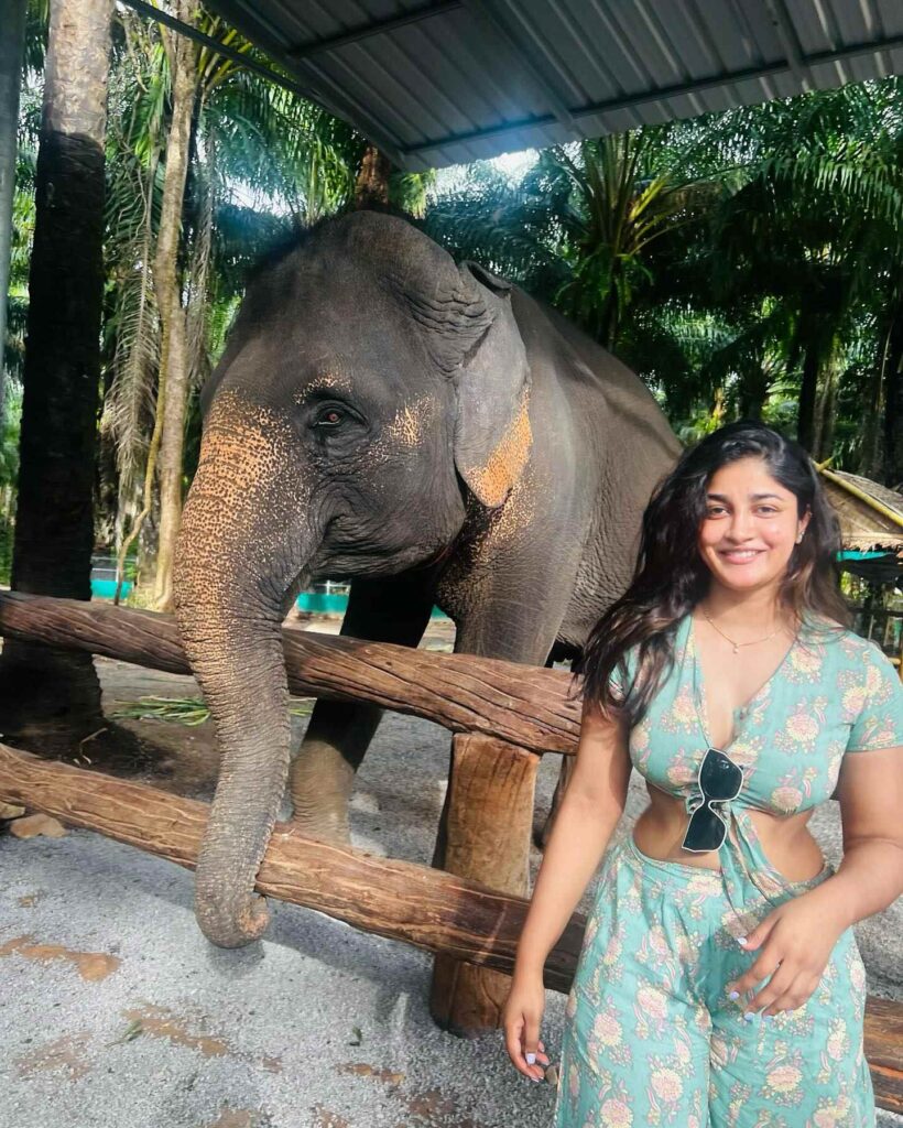 Dimple Hayati Tattooed Elephant Face on her Leg and Shares Photos with Elephants 