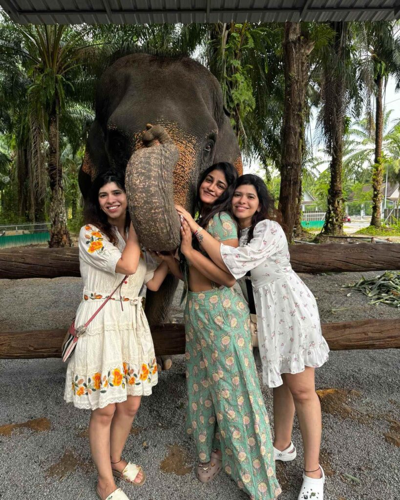 Dimple Hayati Tattooed Elephant Face on her Leg and Shares Photos with Elephants 