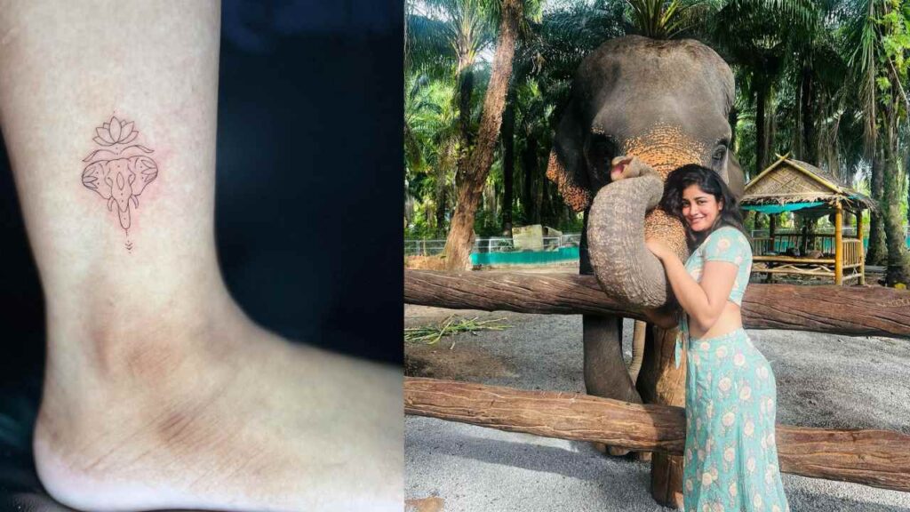 Dimple Hayati Tattooed Elephant Face on her Leg and Shares Photos with Elephants