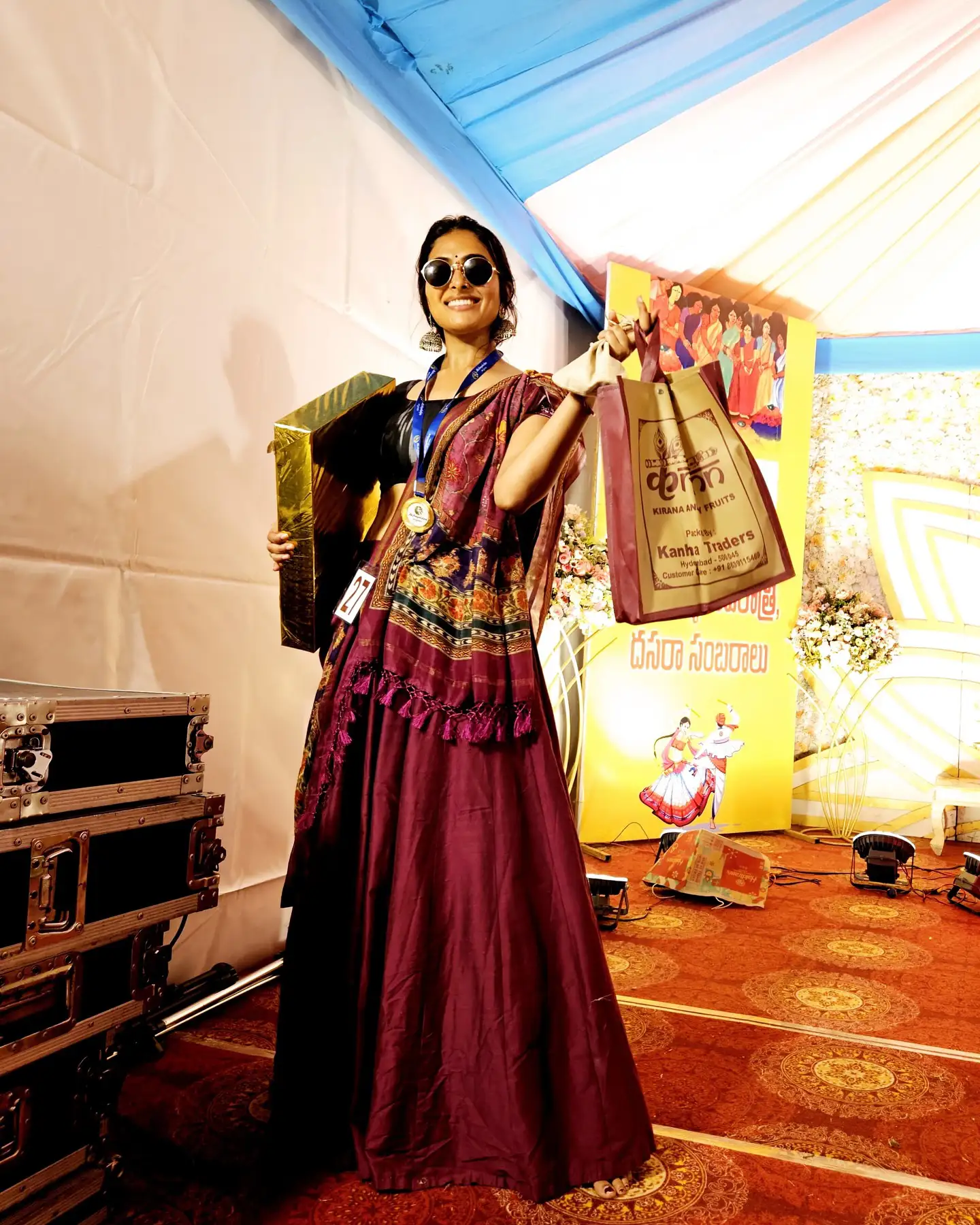 Actress Divi Playing Dandiya on Dasara