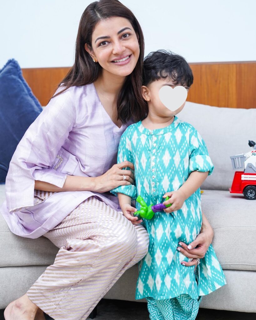 Kajal Aggarwal Shares Cute Photos with her Son Neil Kitchlu 