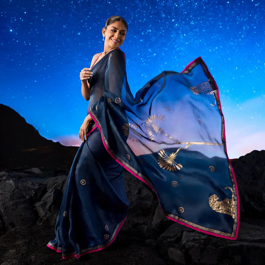 Mrunal Thakur Shines in Stars with Saree Wear