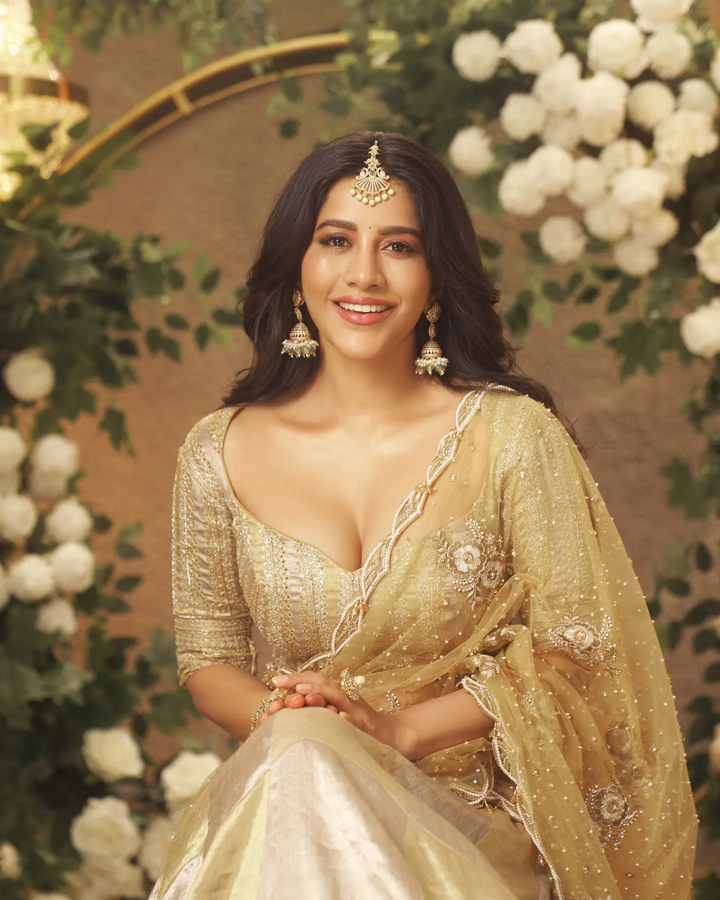 Nabha Natesh Shines like Gold in Saree