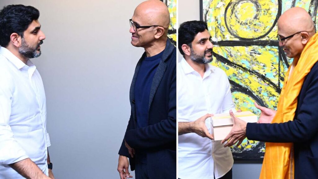 Nara Lokesh with Satyanadella