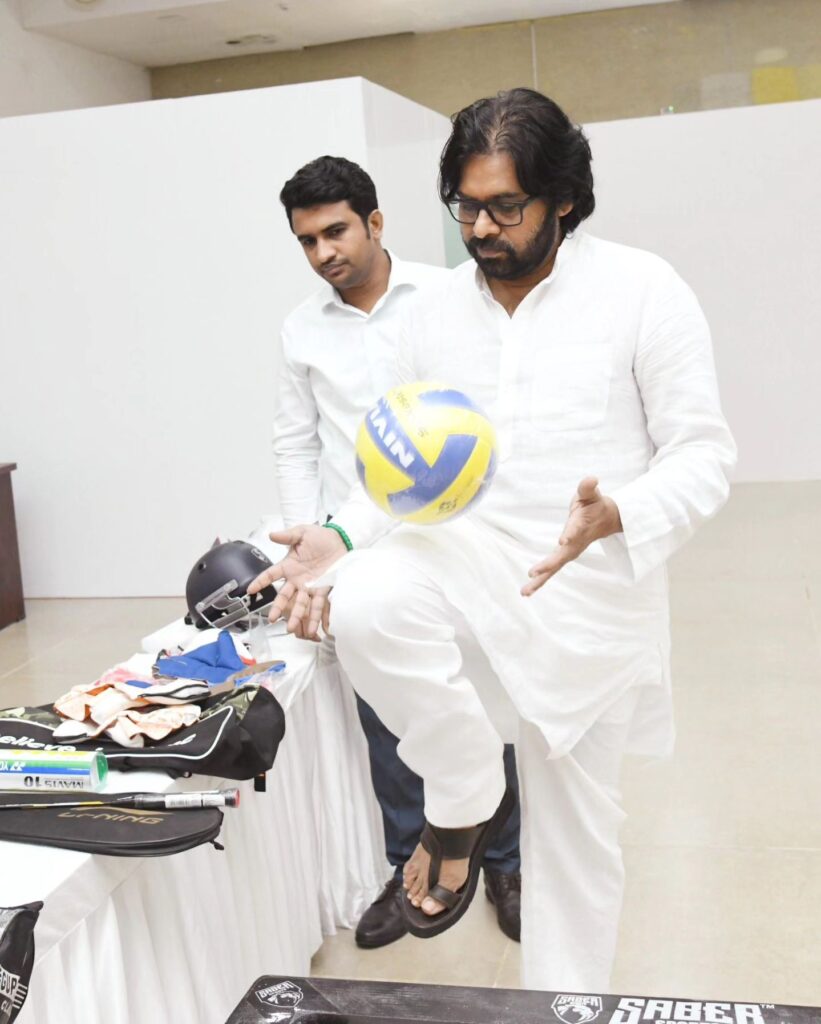 Pawan Kalyan Inspected Sports equipment in Pithapuram Photos goes Viral 