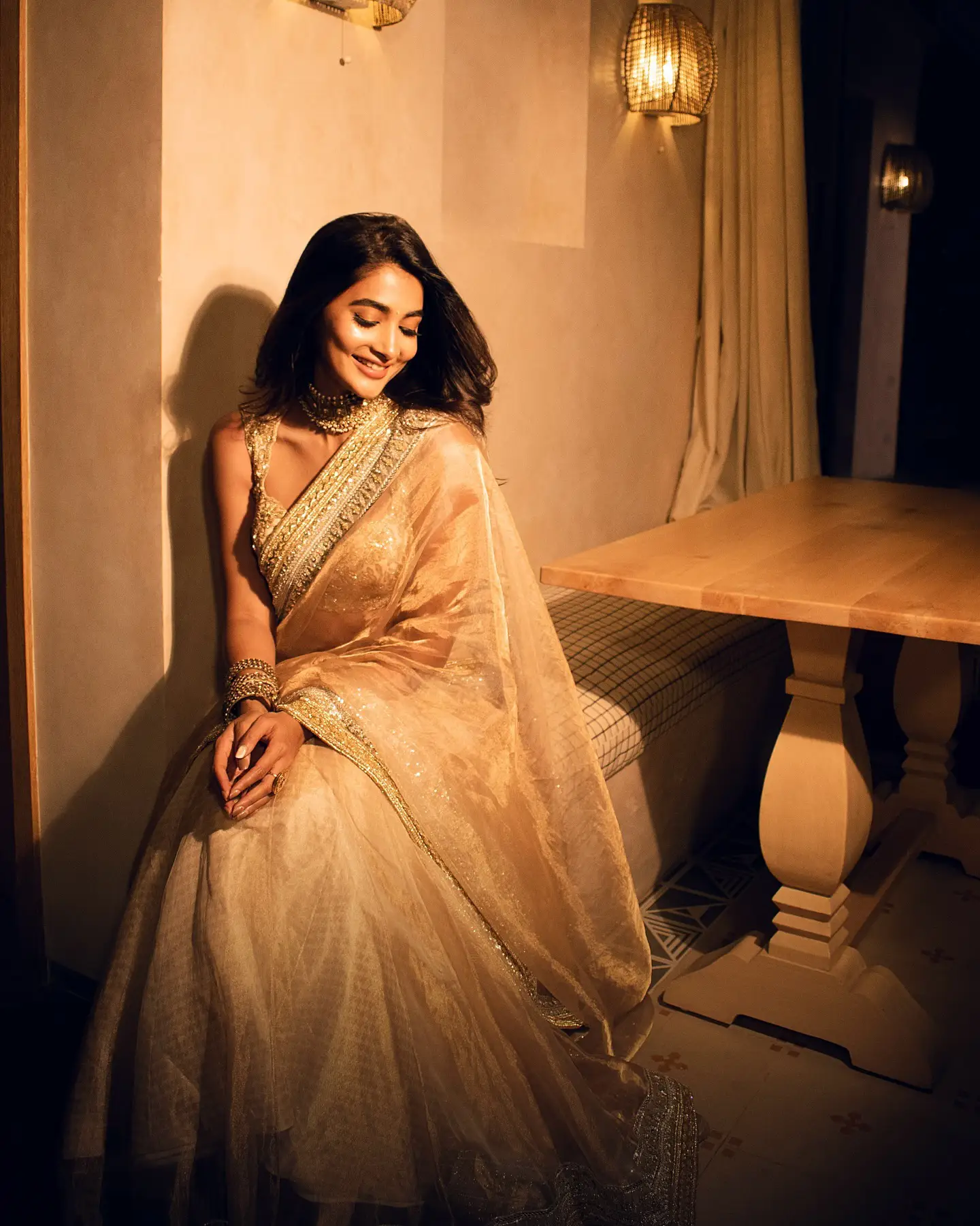 Pooja Hegde Diwali Special Photos in Saree