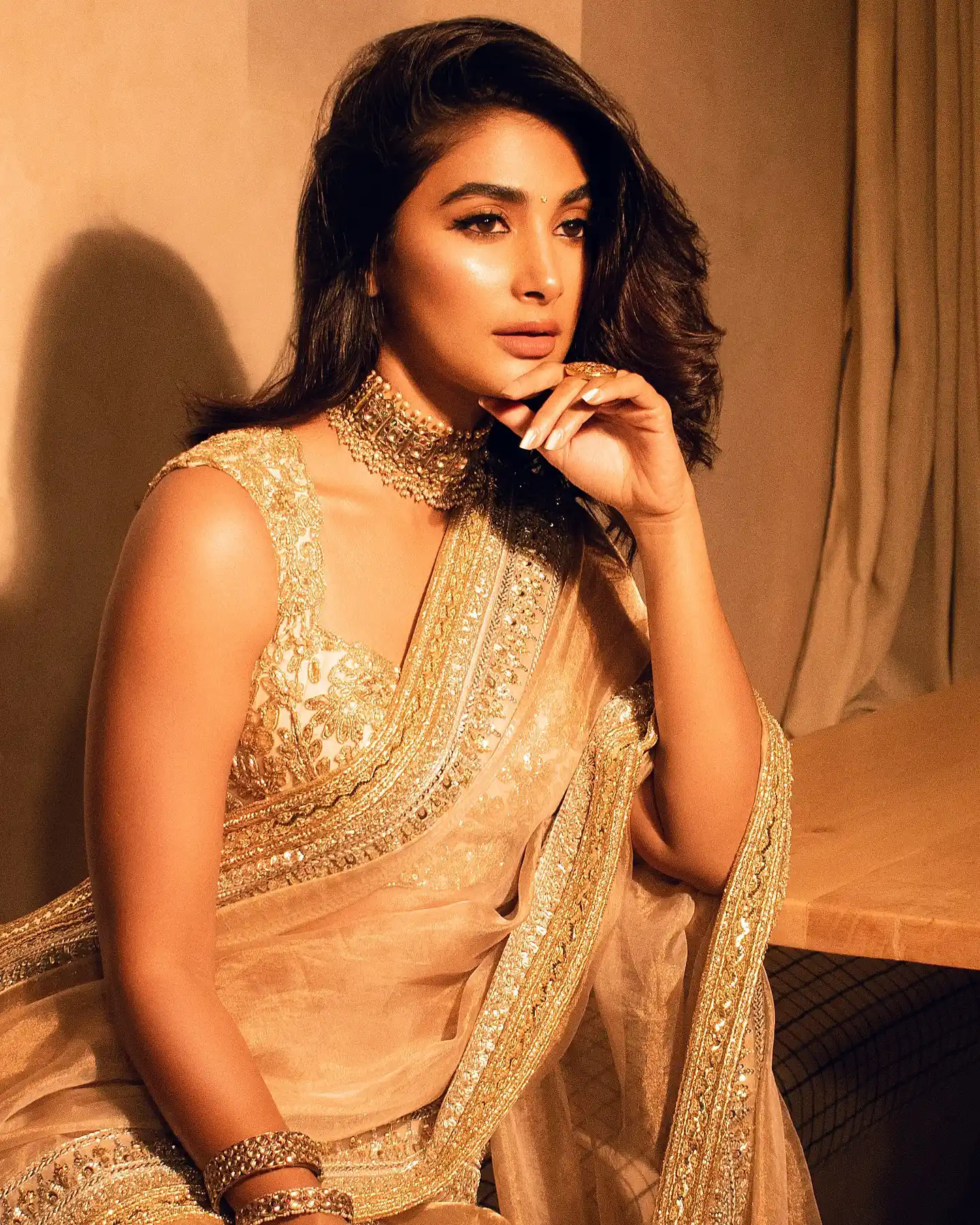 Pooja Hegde Diwali Special Photos in Saree