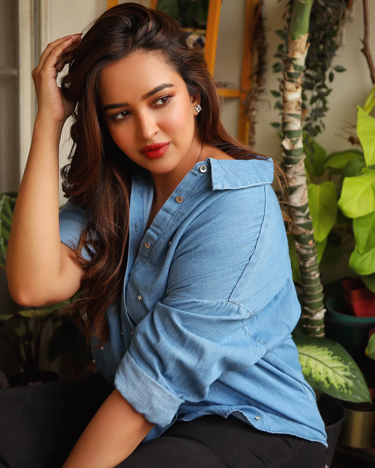 Pujita Ponnada Sizzling Photos in Blue Shirt