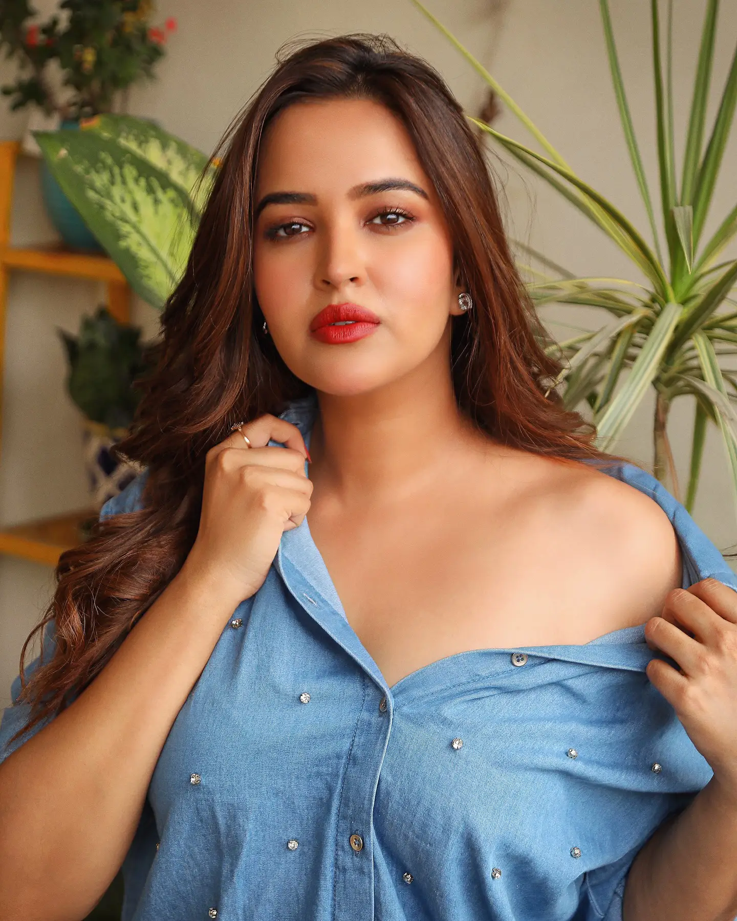 Pujita Ponnada Sizzling Photos in Blue Shirt