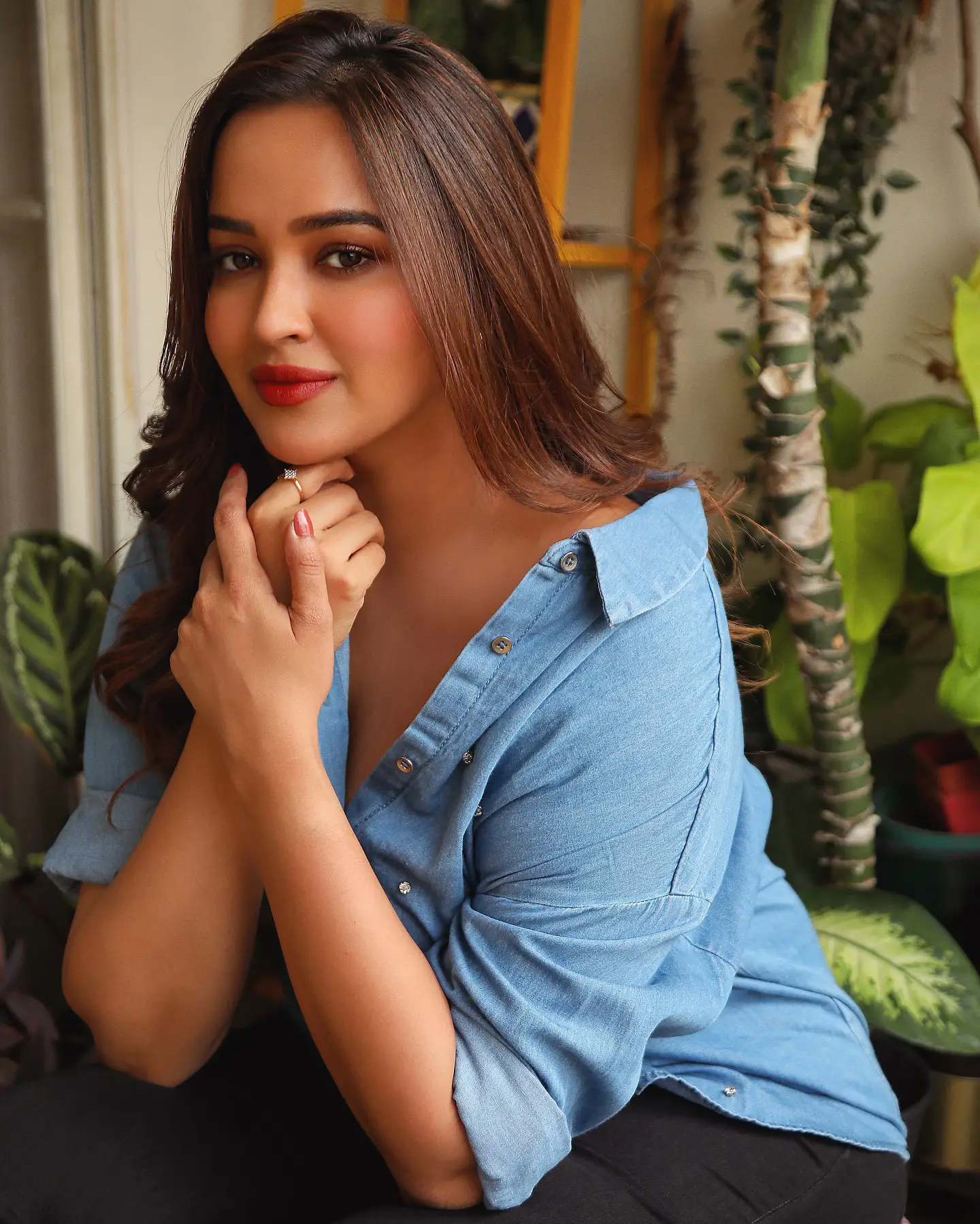 Pujita Ponnada Sizzling Photos in Blue Shirt