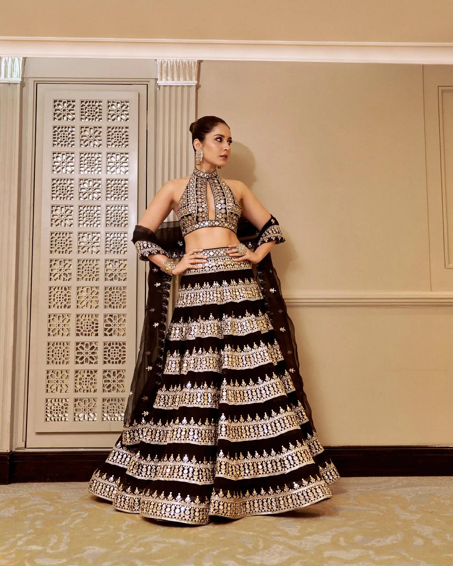 Raashii Khanna Ravishing Looks in Traditional Backless Dress