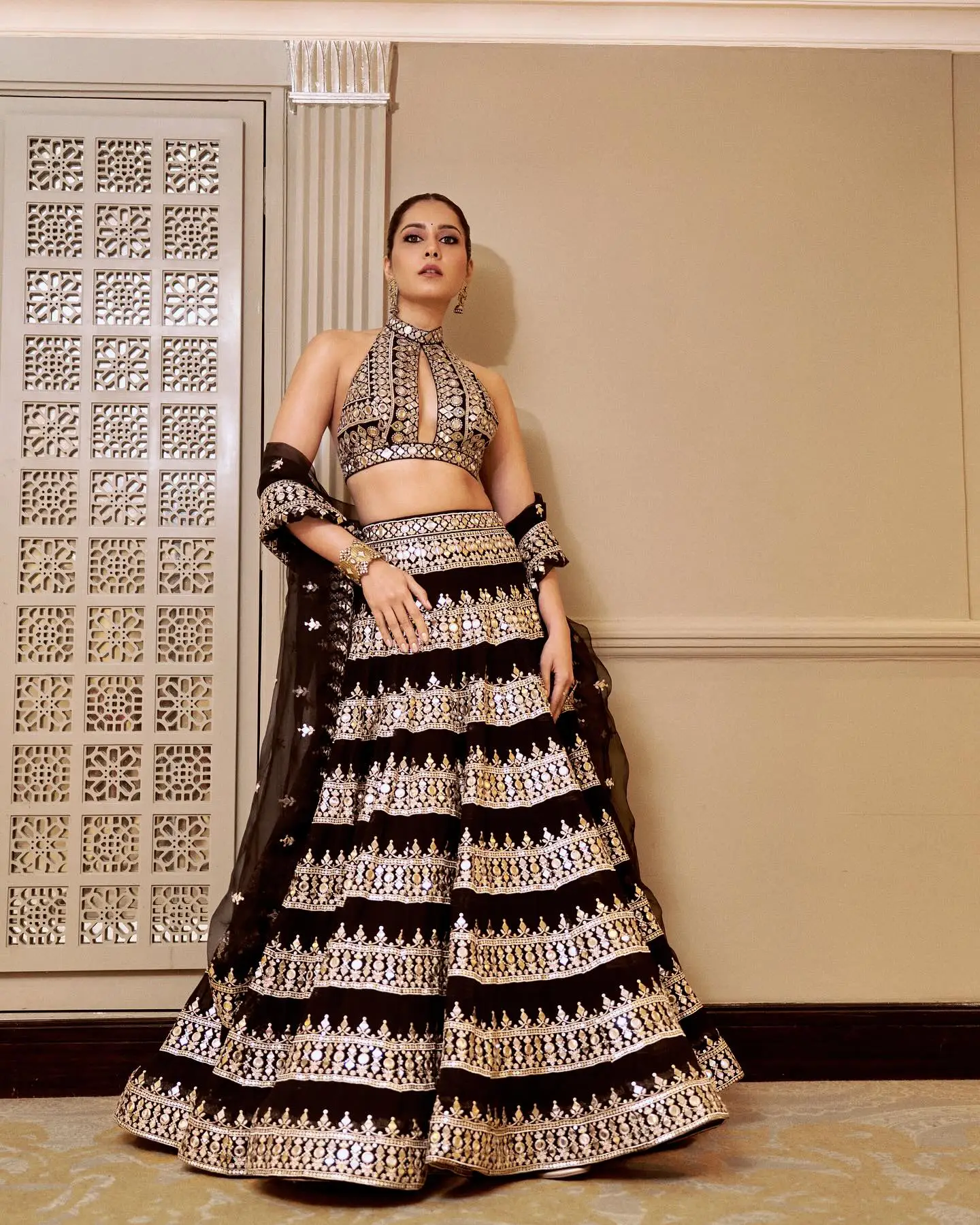 Raashii Khanna Ravishing Looks in Traditional Backless Dress