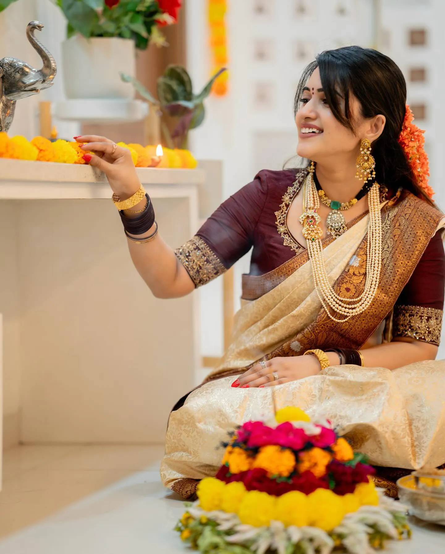 Sravanthi Chokarapu Bathukamma Festival Special Photos