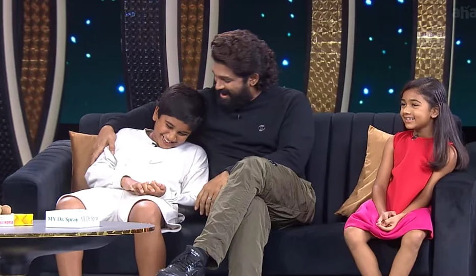 Allu Arjun Attends to Balakrishna Unstoppable with Allu Ayaan and Arha