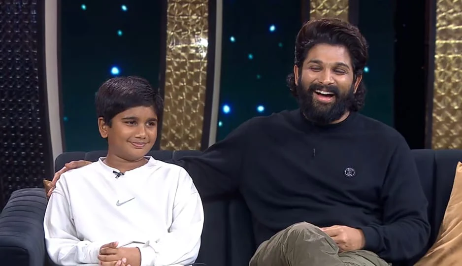 Allu Arjun Attends to Balakrishna Unstoppable with Allu Ayaan and Arha