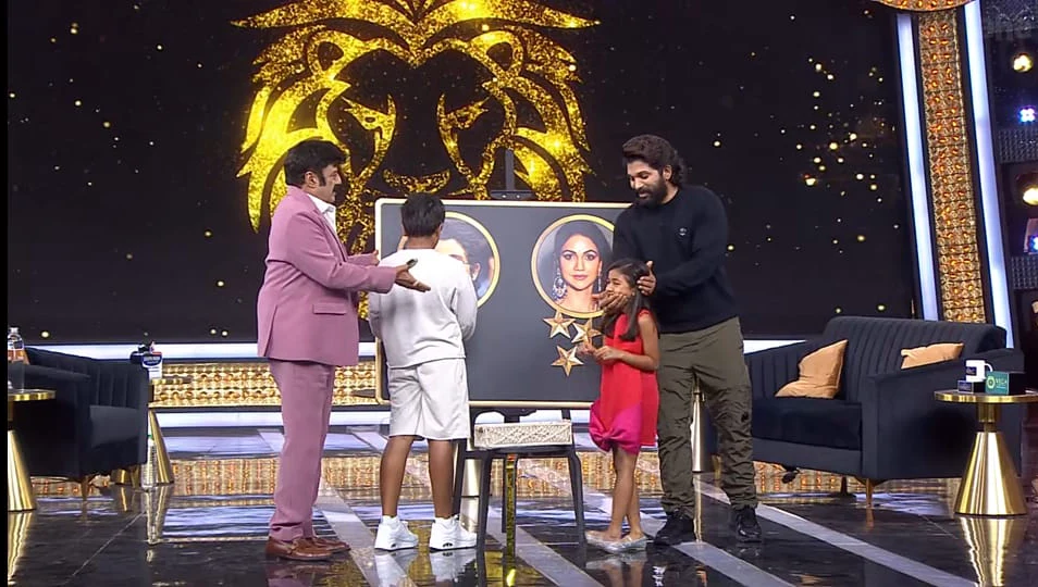 Allu Arjun Attends to Balakrishna Unstoppable with Allu Ayaan and Arha