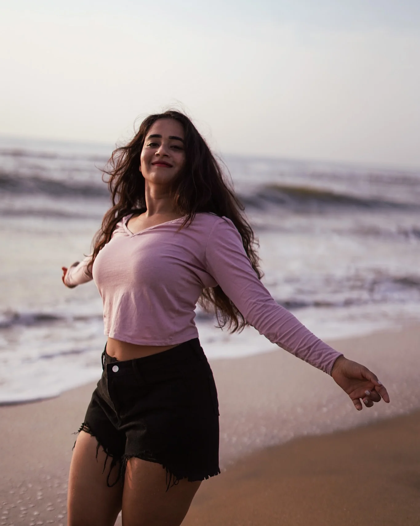 Deepthi Sunaina Enjoying in Chennai Beach
