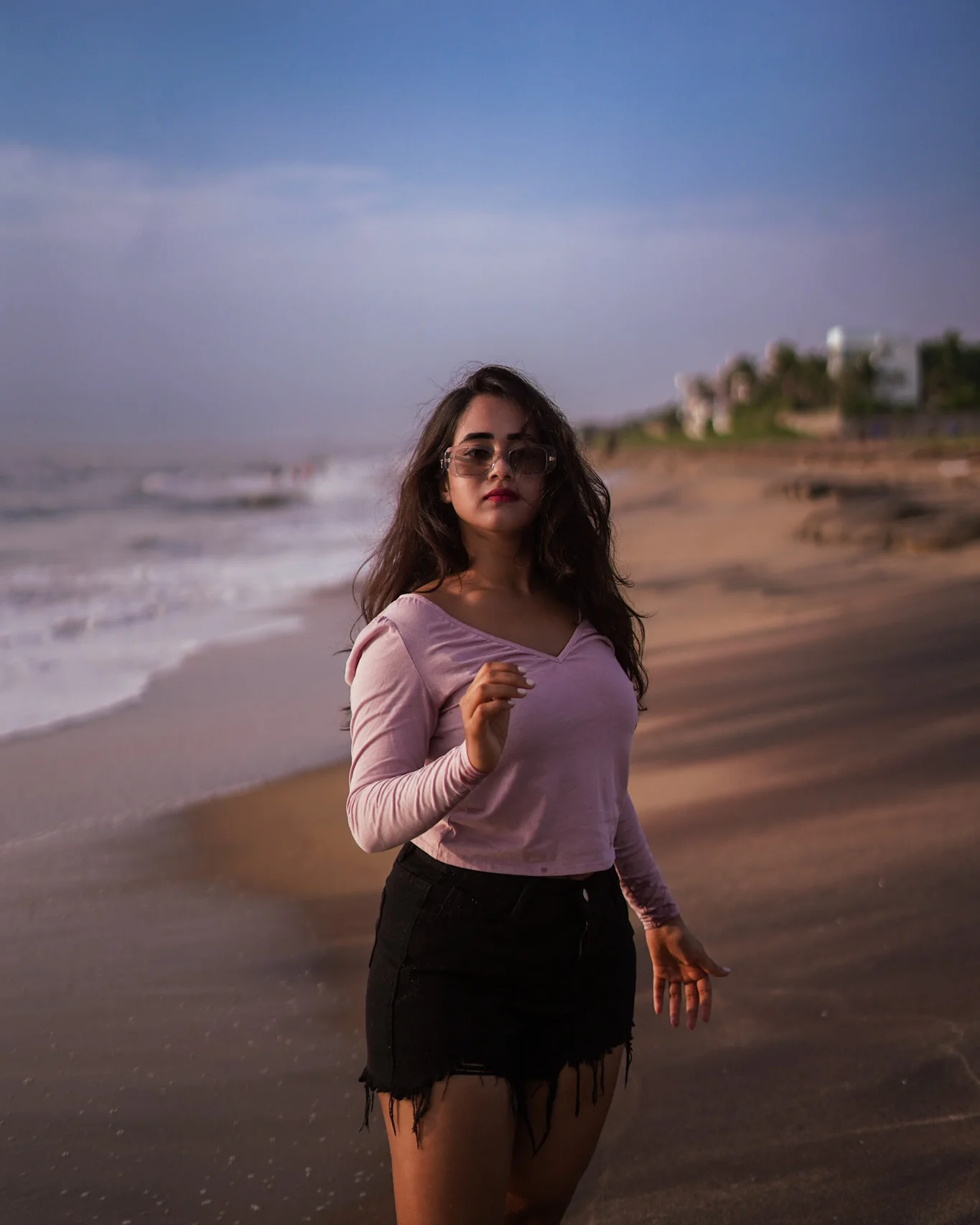 Deepthi Sunaina Enjoying in Chennai Beach