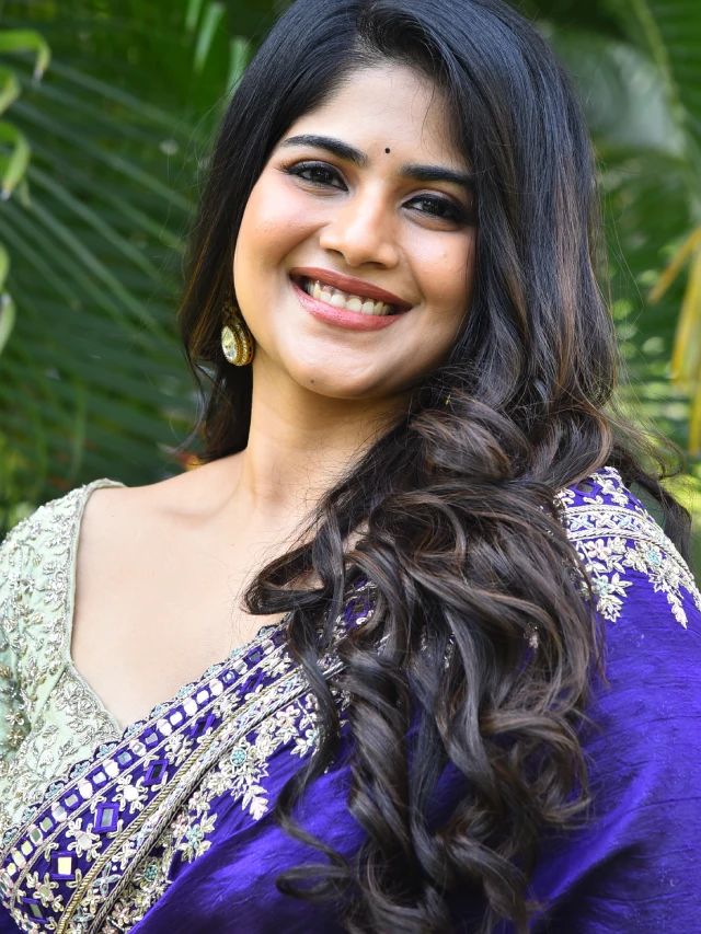 Megha Akash Bubbly Looks in Blue Saree