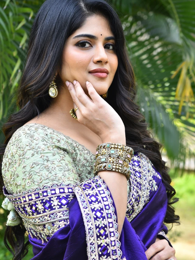 Megha Akash Bubbly Looks in Blue Saree