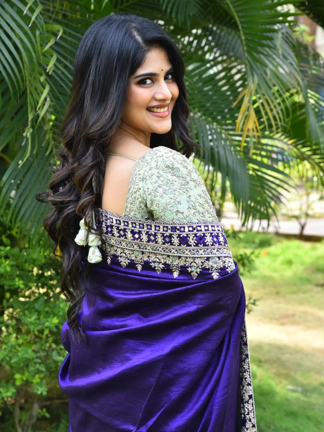Megha Akash Bubbly Looks in Blue Saree