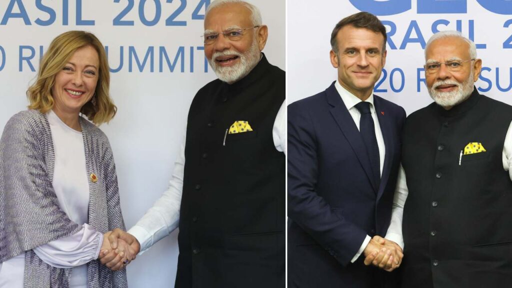 PM Modi Meet Giorgia Meloni and Emmanuel Macron