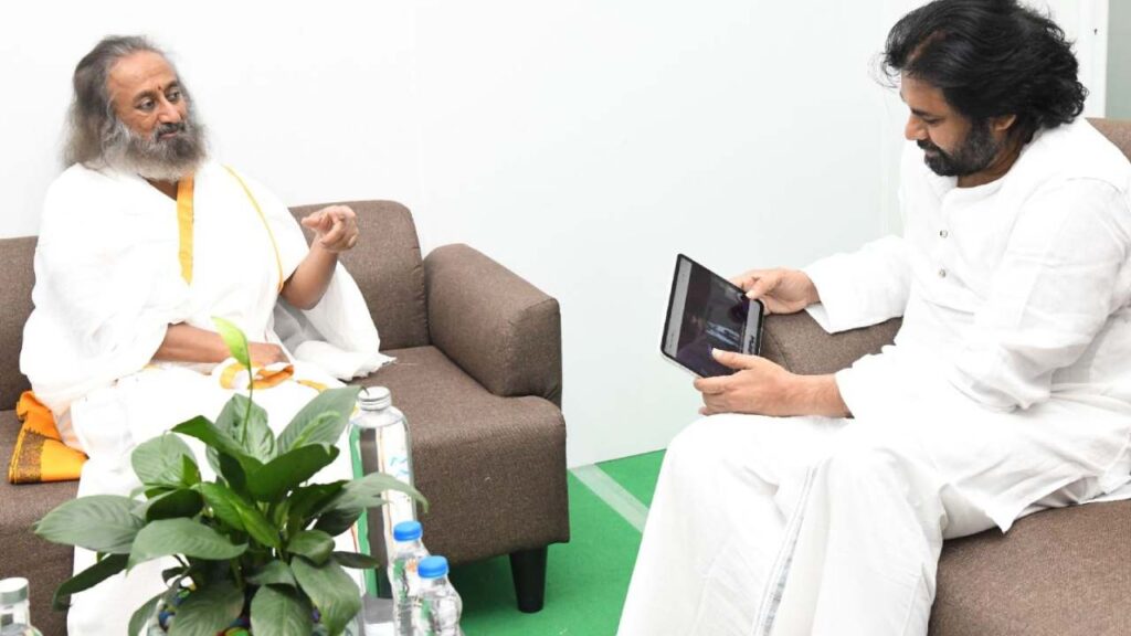 Sri Sri Ravi Shankar with Pawan Kalyan
