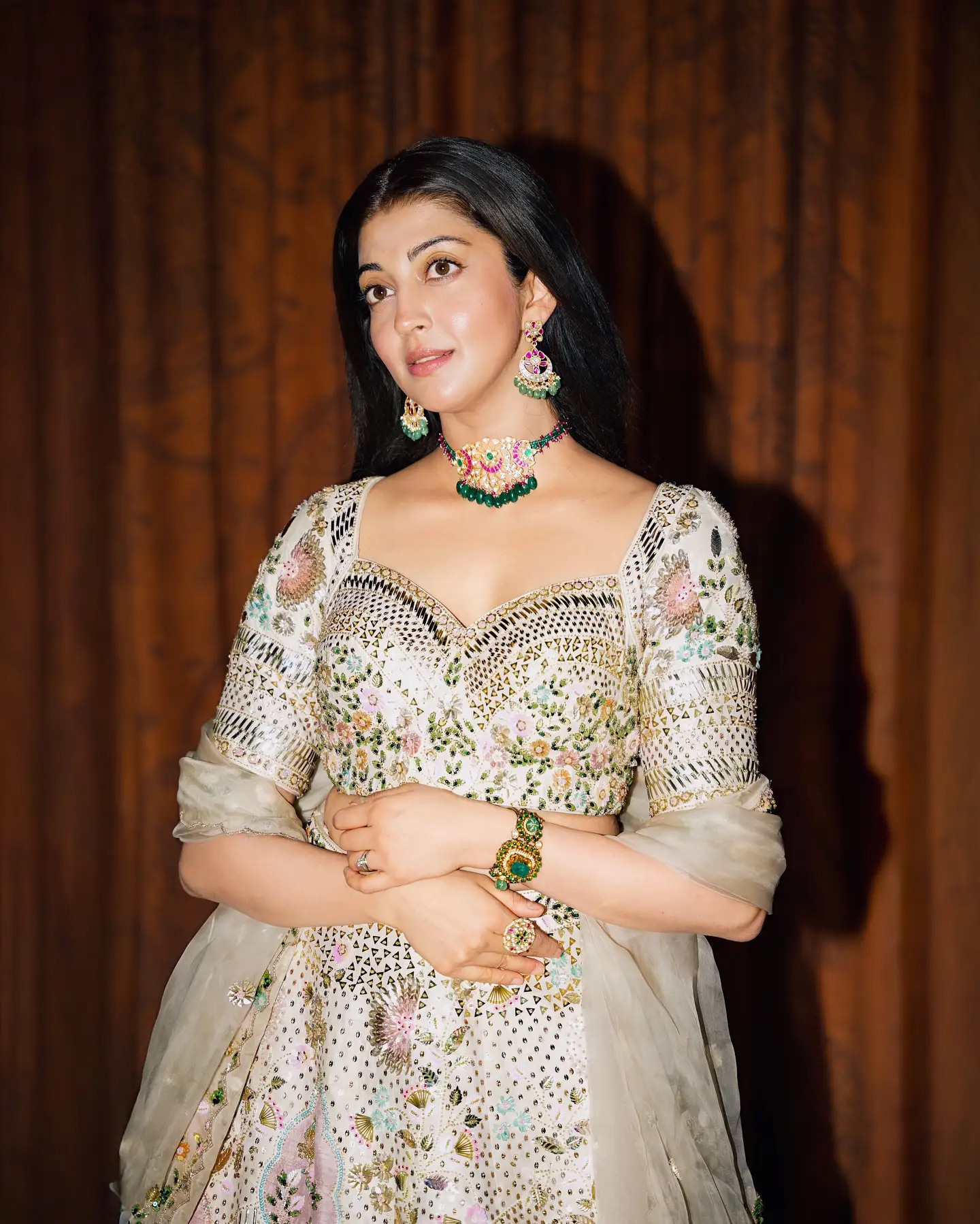 Pranita Subhash Stunning Looks in white Ghagra Choli for Diwali