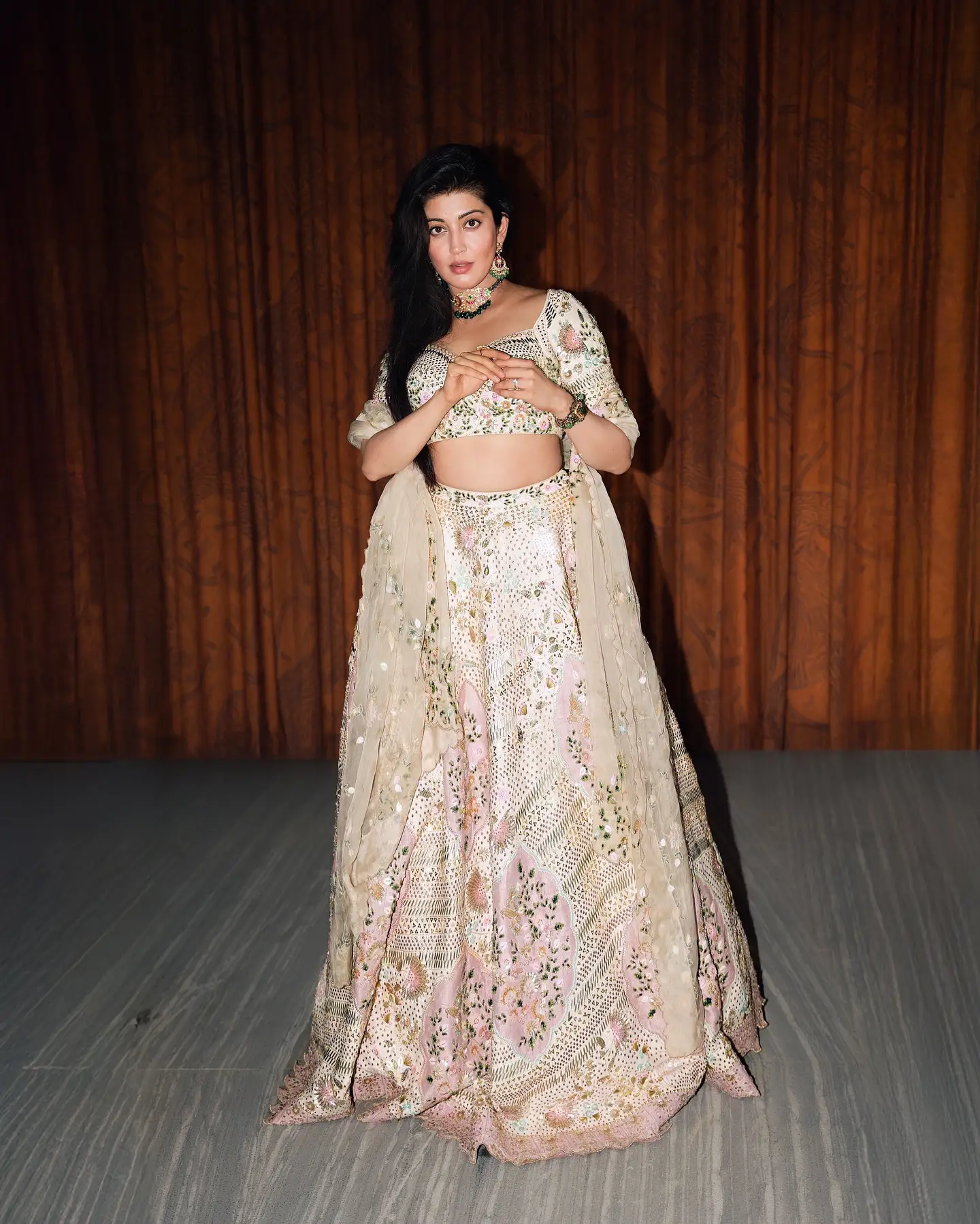 Pranita Subhash Stunning Looks in white Ghagra Choli for Diwali