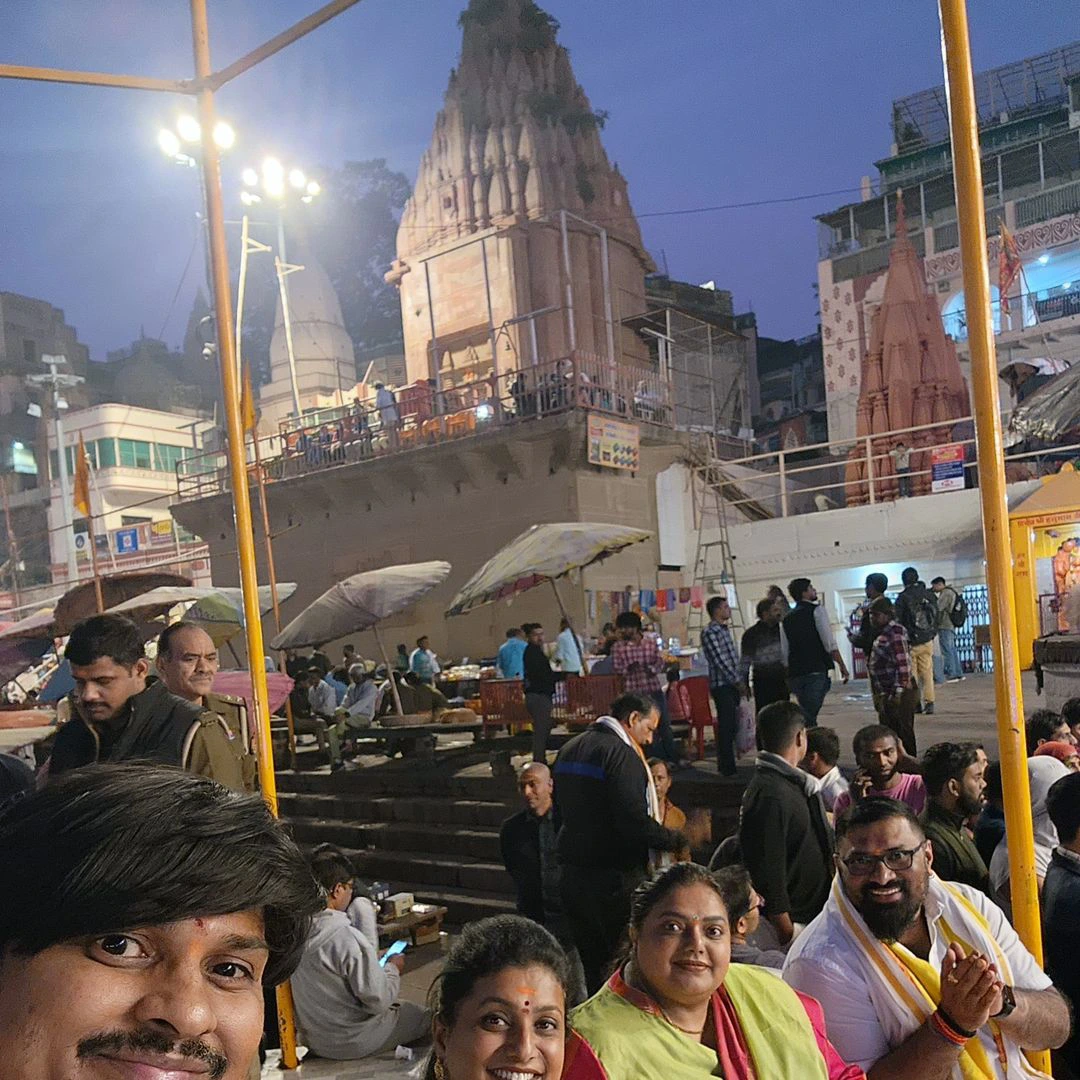 Roja in Kashi With Rocking Rakesh Couple