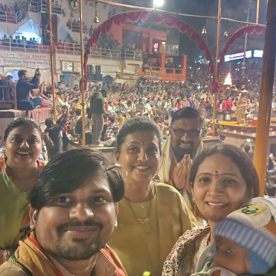 Roja in Kashi With Rocking Rakesh Couple