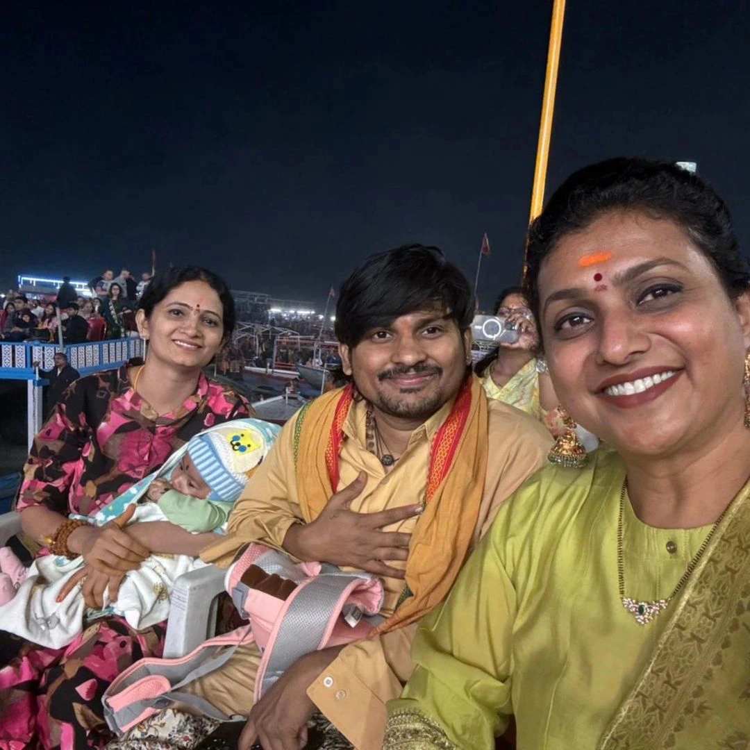 Roja in Kashi With Rocking Rakesh Couple