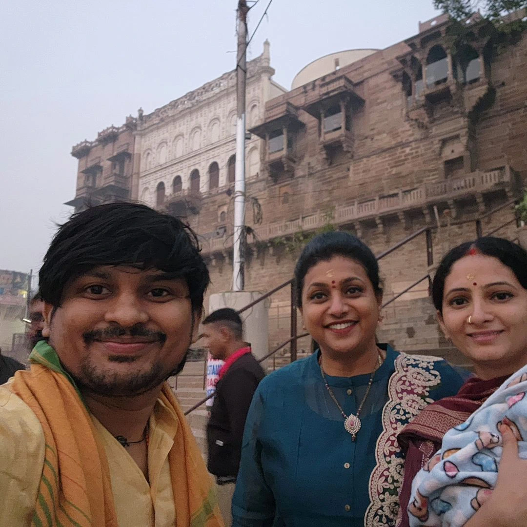 Roja in Kashi With Rocking Rakesh Couple
