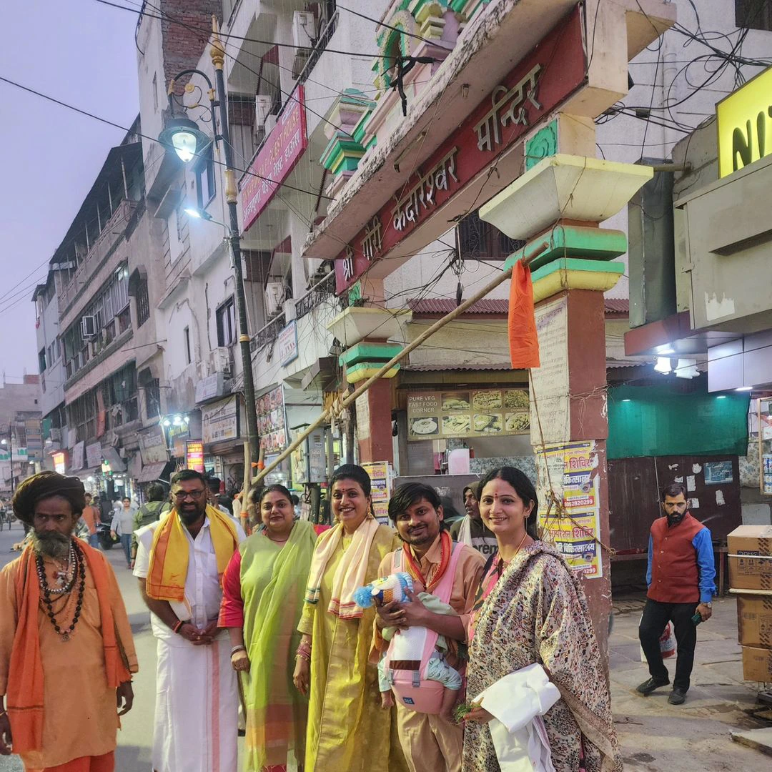 Roja in Kashi With Rocking Rakesh Couple