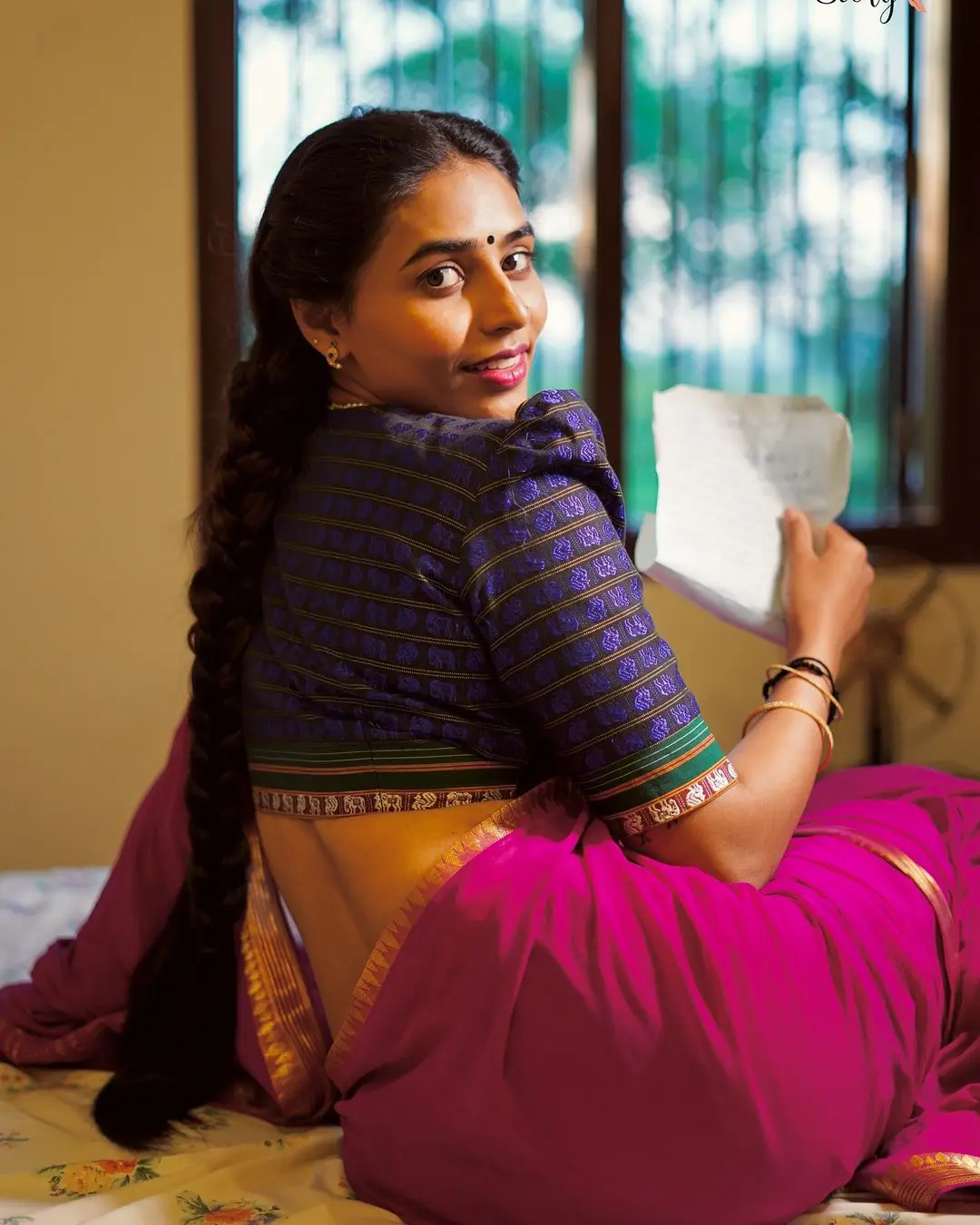 Sapthami Gowda Cute Vintage Looks in Saree