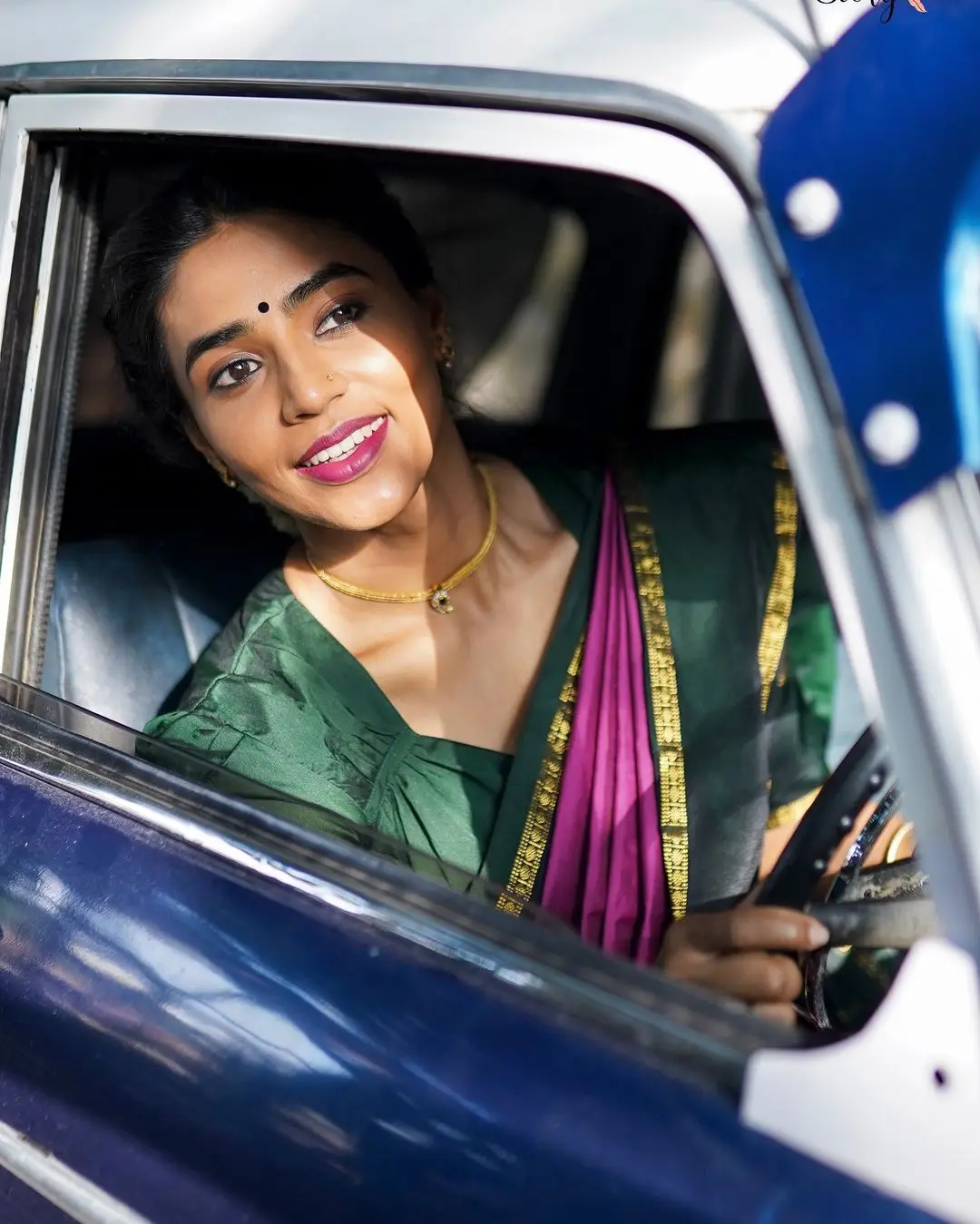 Sapthami Gowda Cute Vintage Looks in Saree