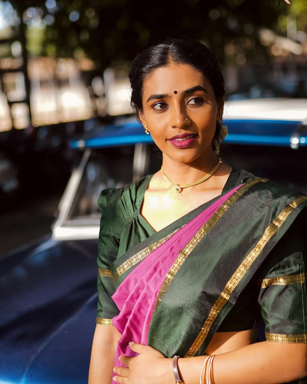 Sapthami Gowda Cute Vintage Looks in Saree