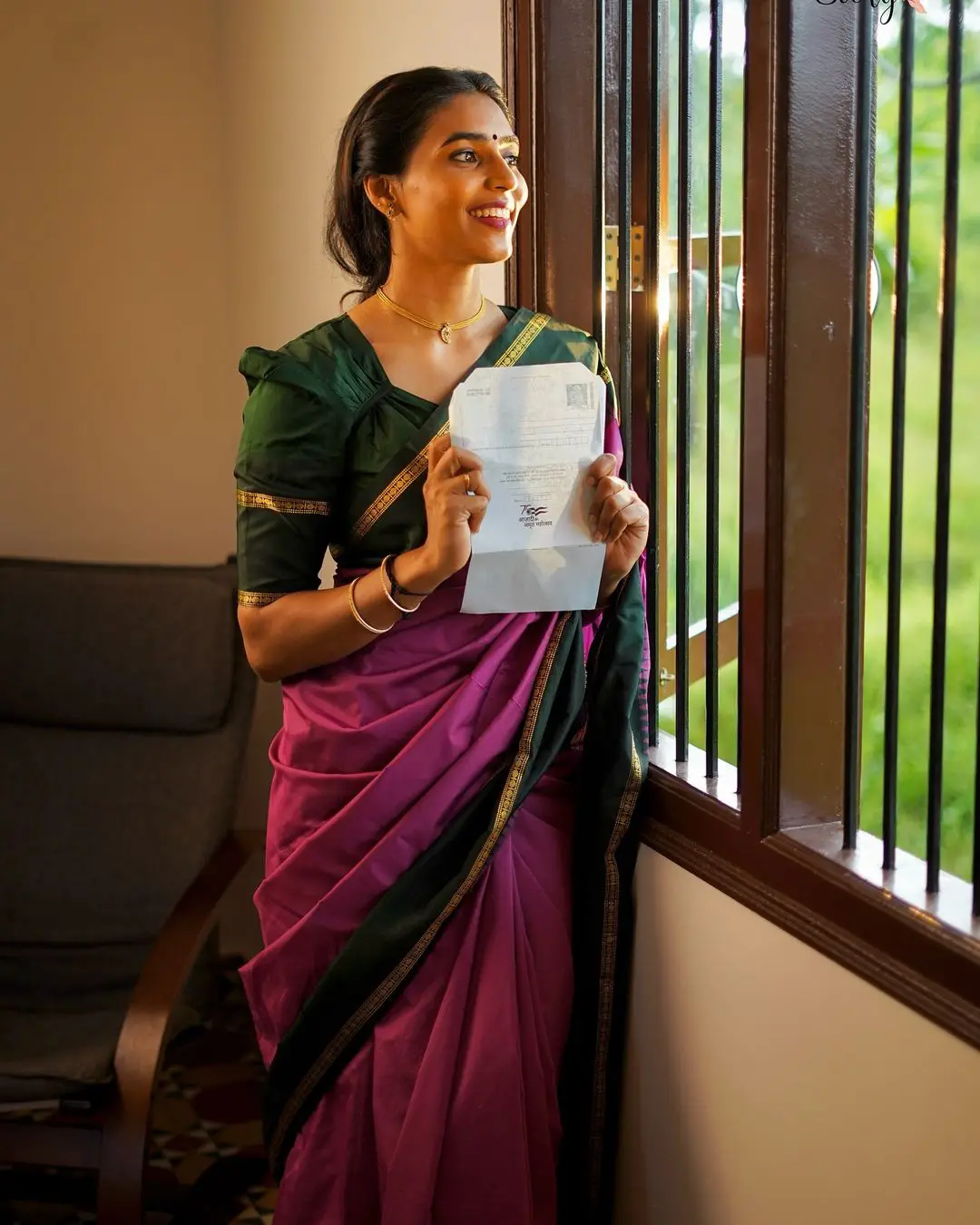 Sapthami Gowda Cute Vintage Looks in Saree