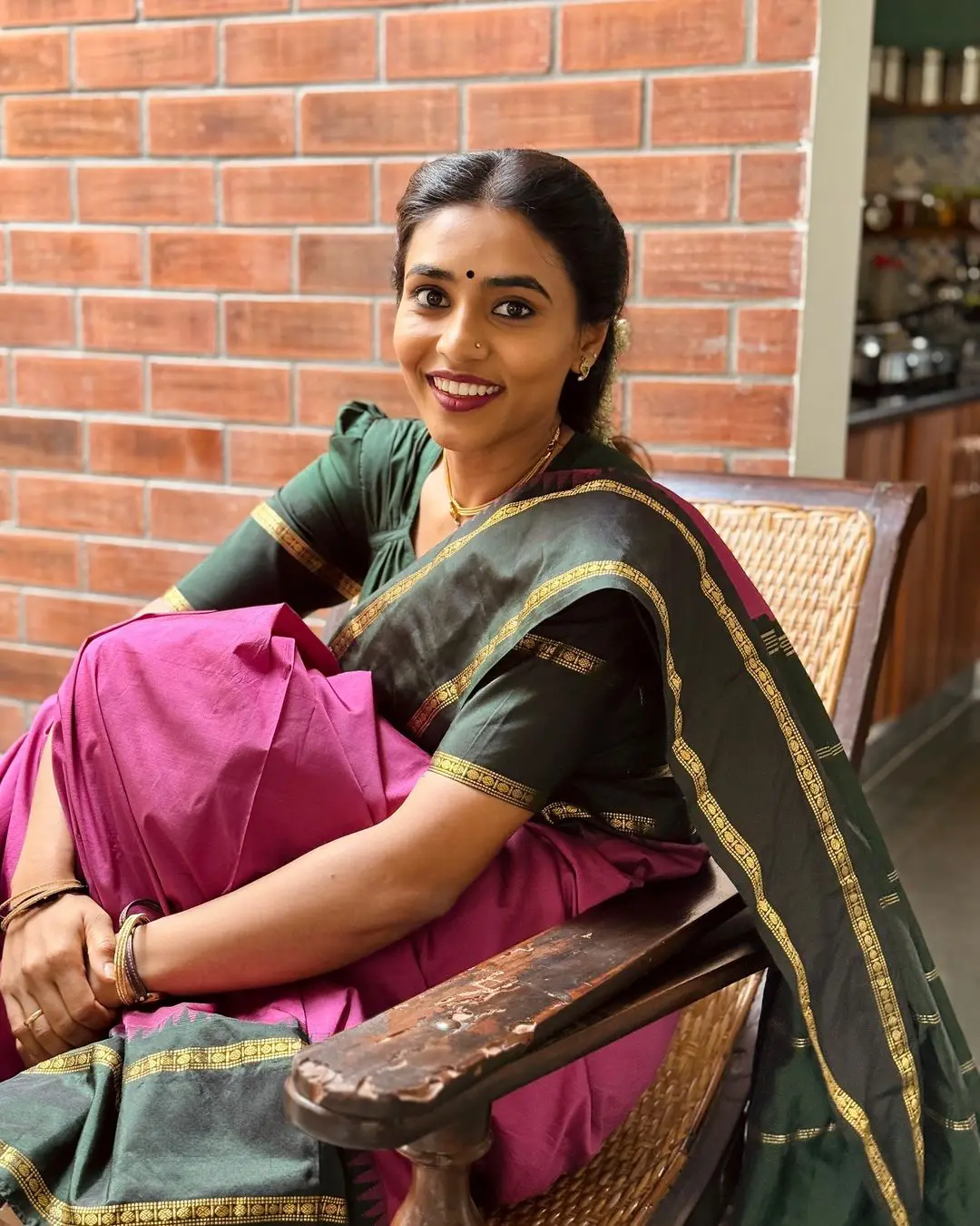Sapthami Gowda Cute Vintage Looks in Saree