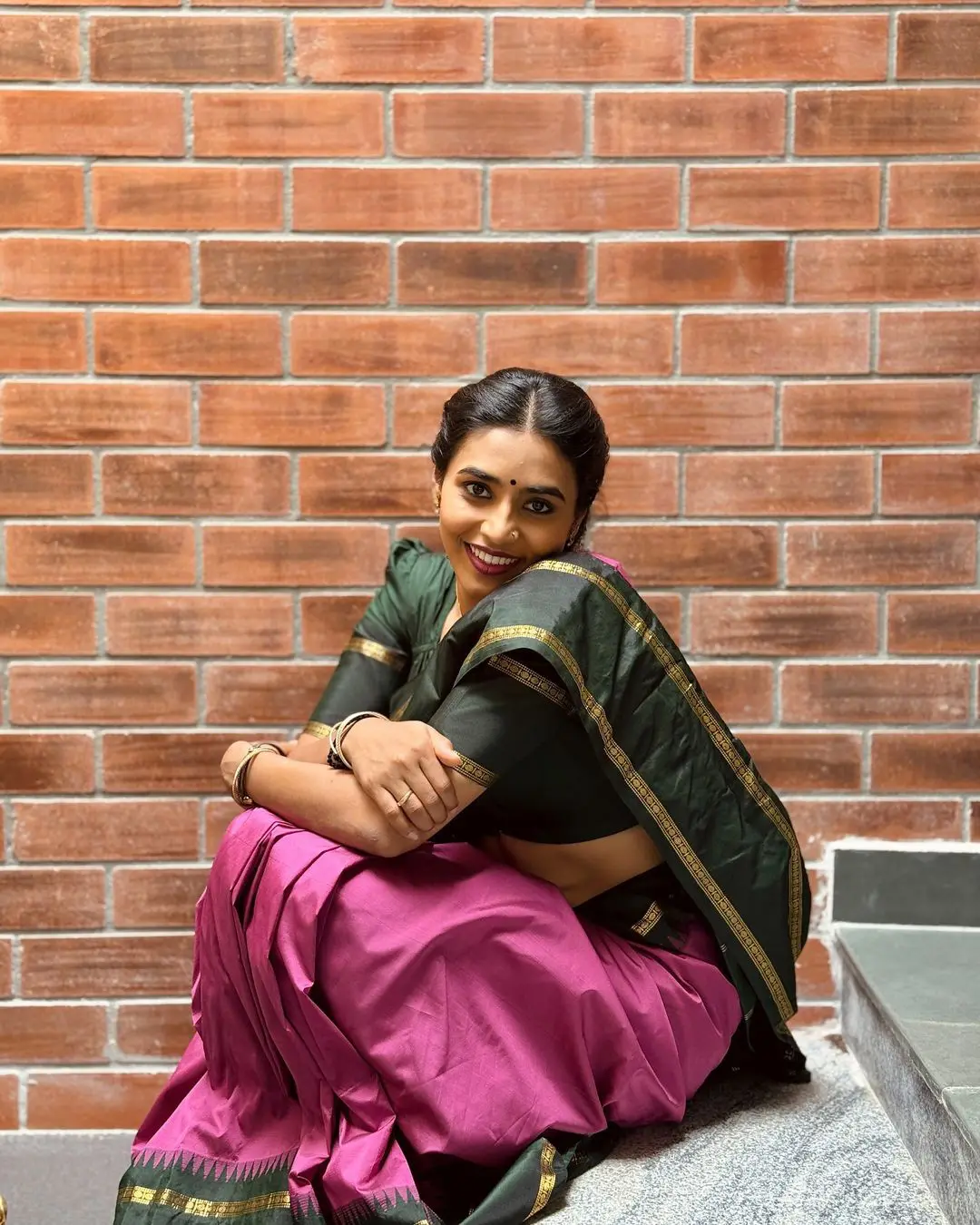 Sapthami Gowda Cute Vintage Looks in Saree