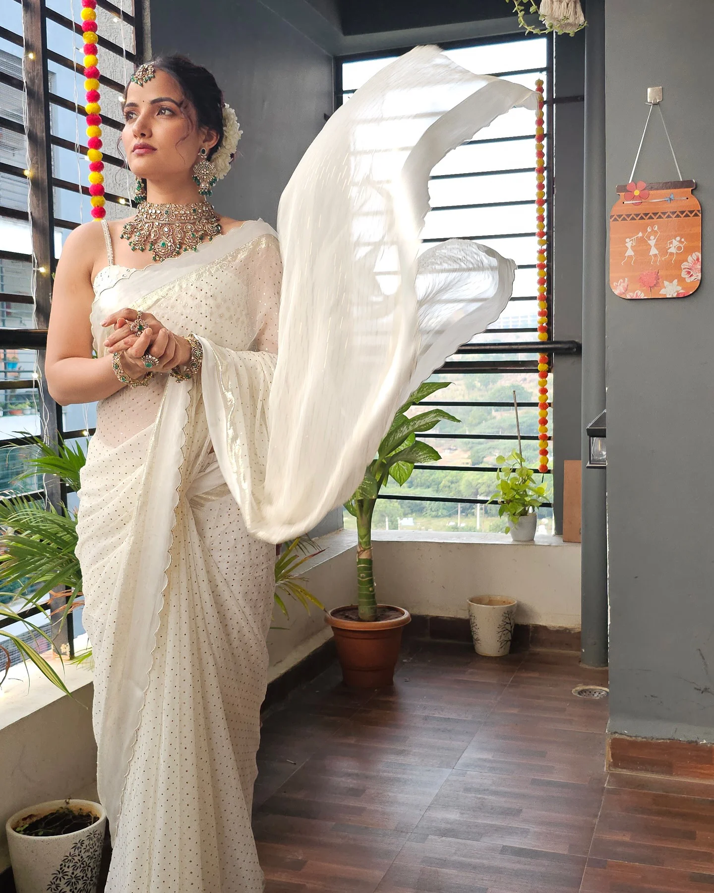 Siri Hanumanth Diwali Special Photos in White Saree