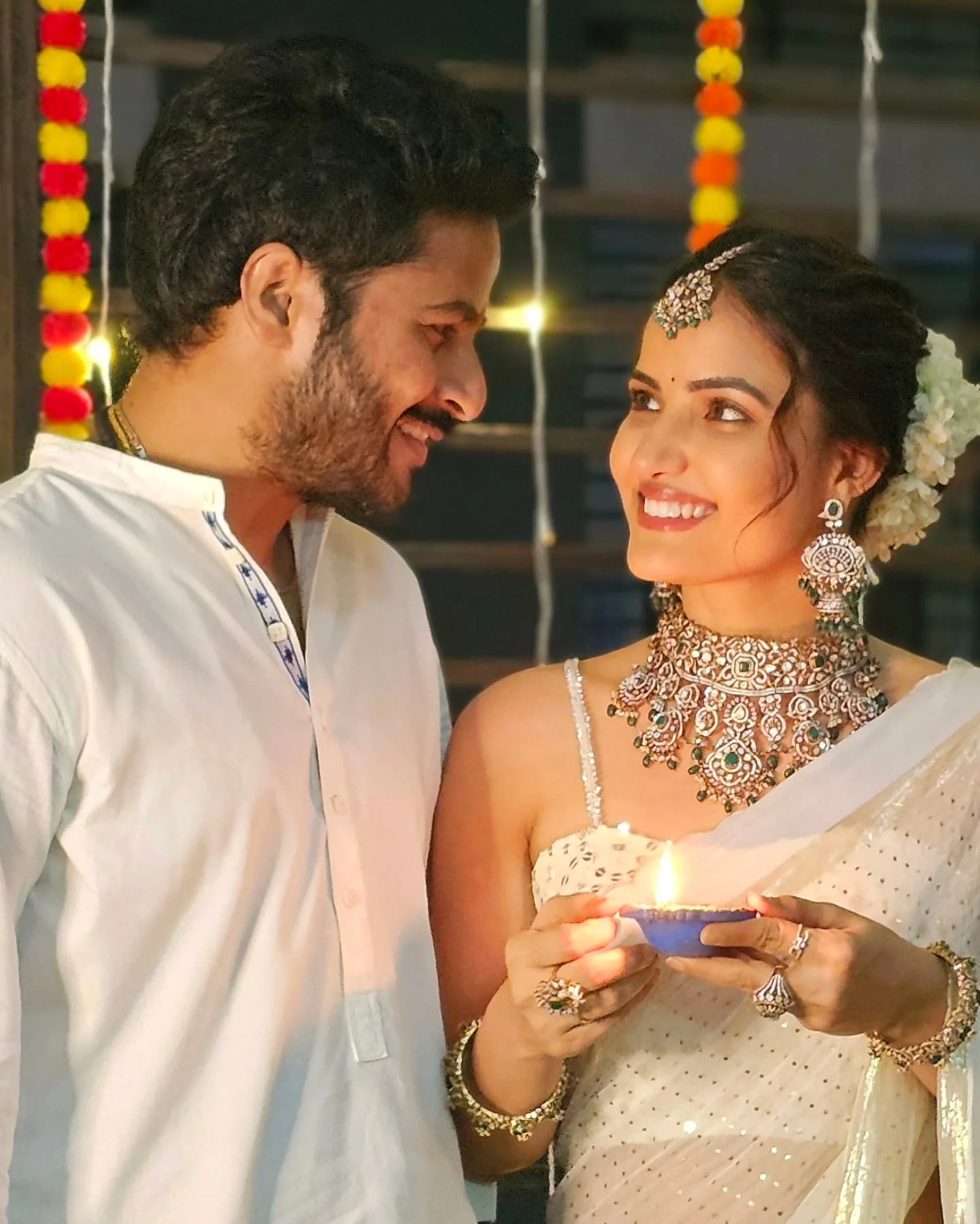 Siri Hanumanth Diwali Special Photos in White Saree