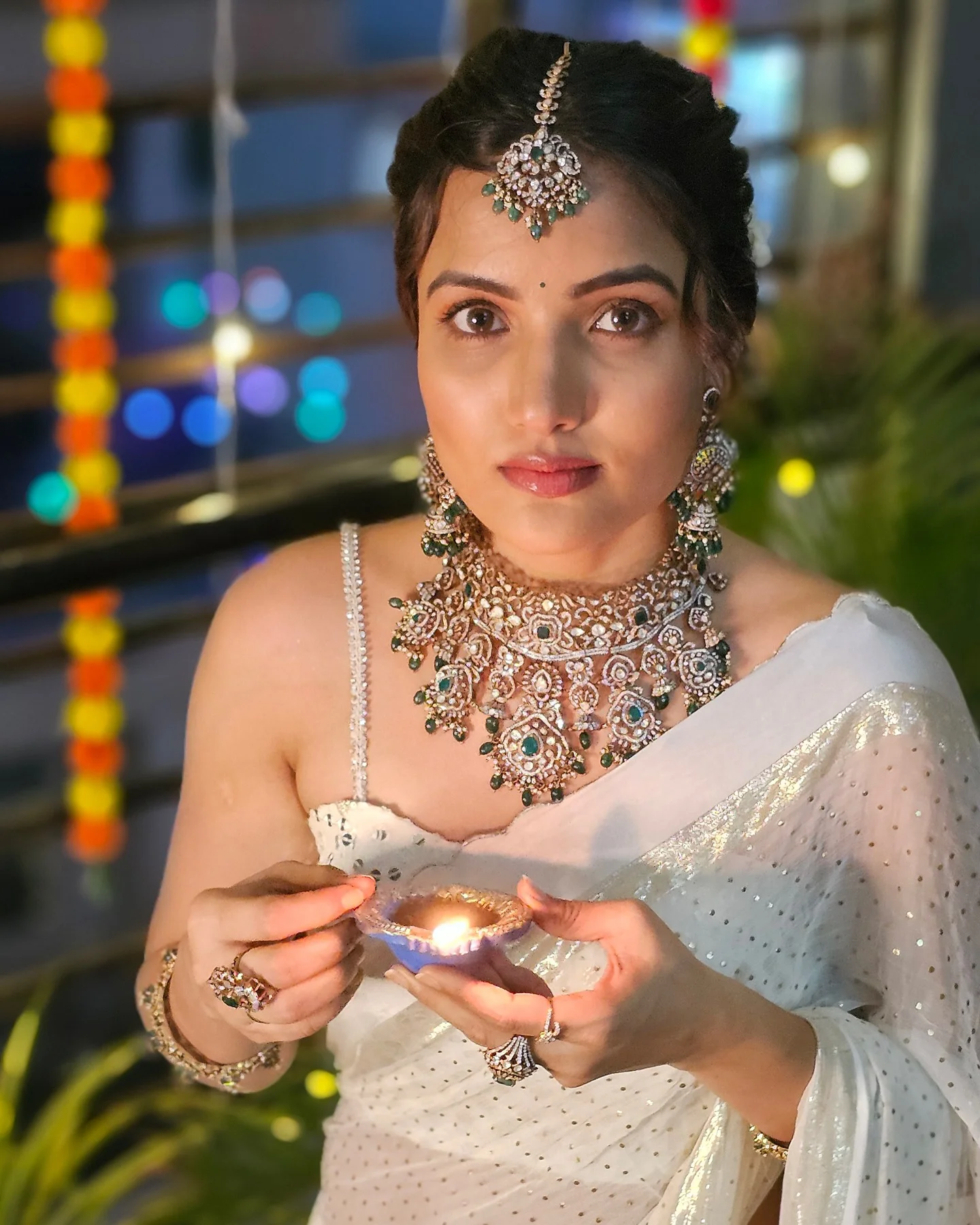 Siri Hanumanth Diwali Special Photos in White Saree