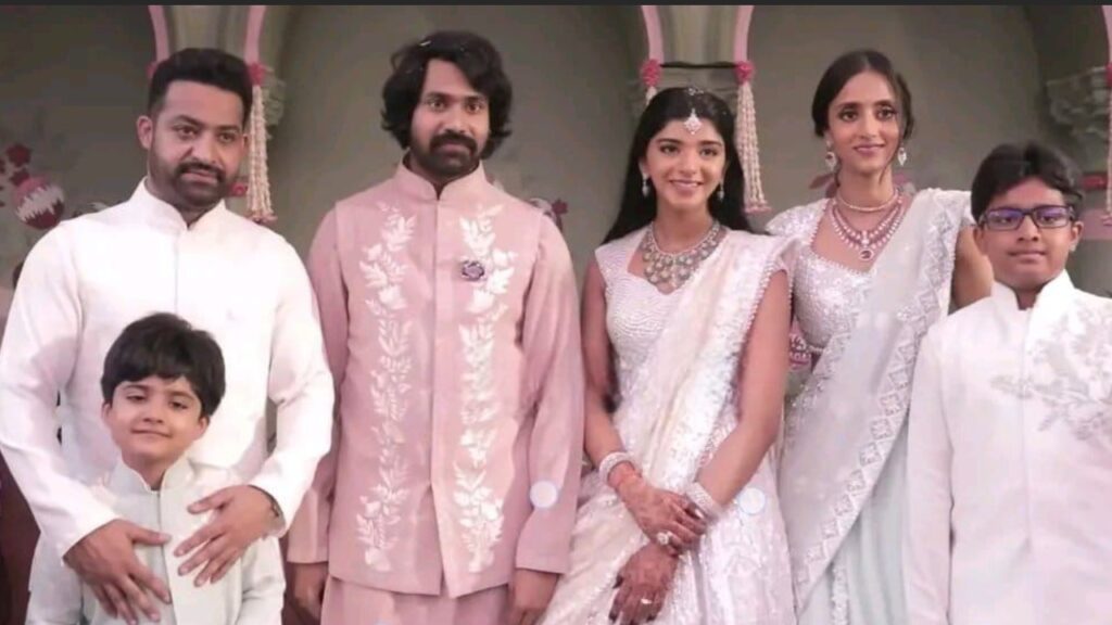 NTR Brother in Law Hero Narne Nithiin Engagement Happened NTR Attends with Family Photos Videos goes Viral