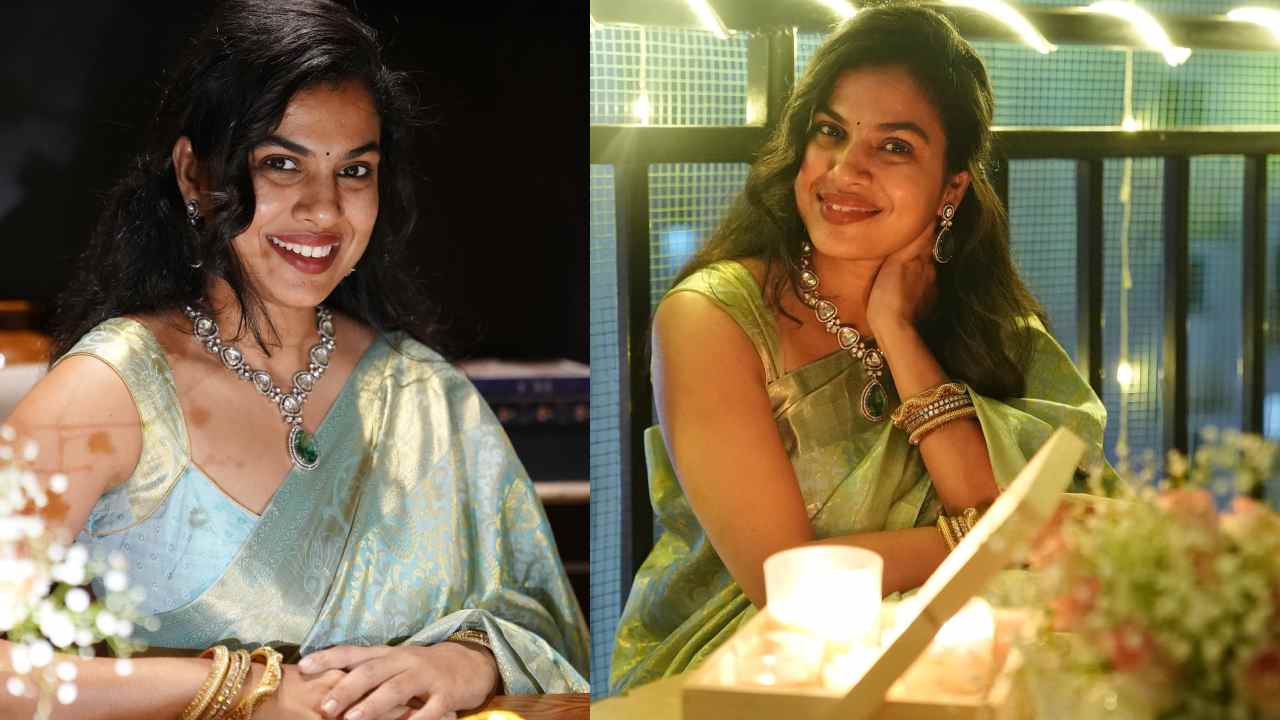 Sravana Bhargavi : చీరలో క్యూట్ గా.. దీపపు వెలుగుల్లో సింగర్ శ్రావణ భార్గవి ఫొటోలు..